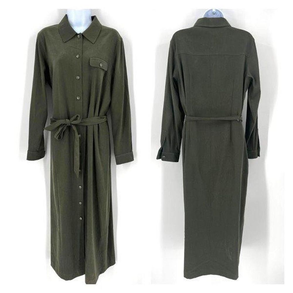 Talbots Vintages 80's Women's Green Button Down Trench Shirt Size 10